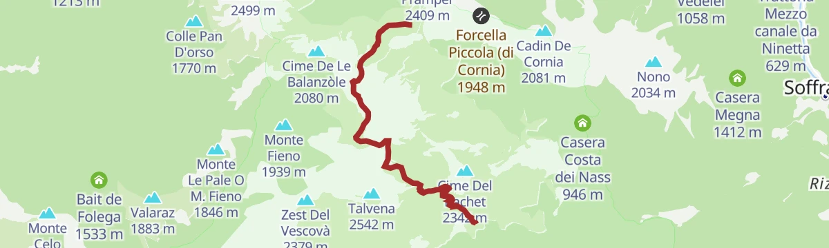 Route map: Alta Via no. 1 - Stage 10